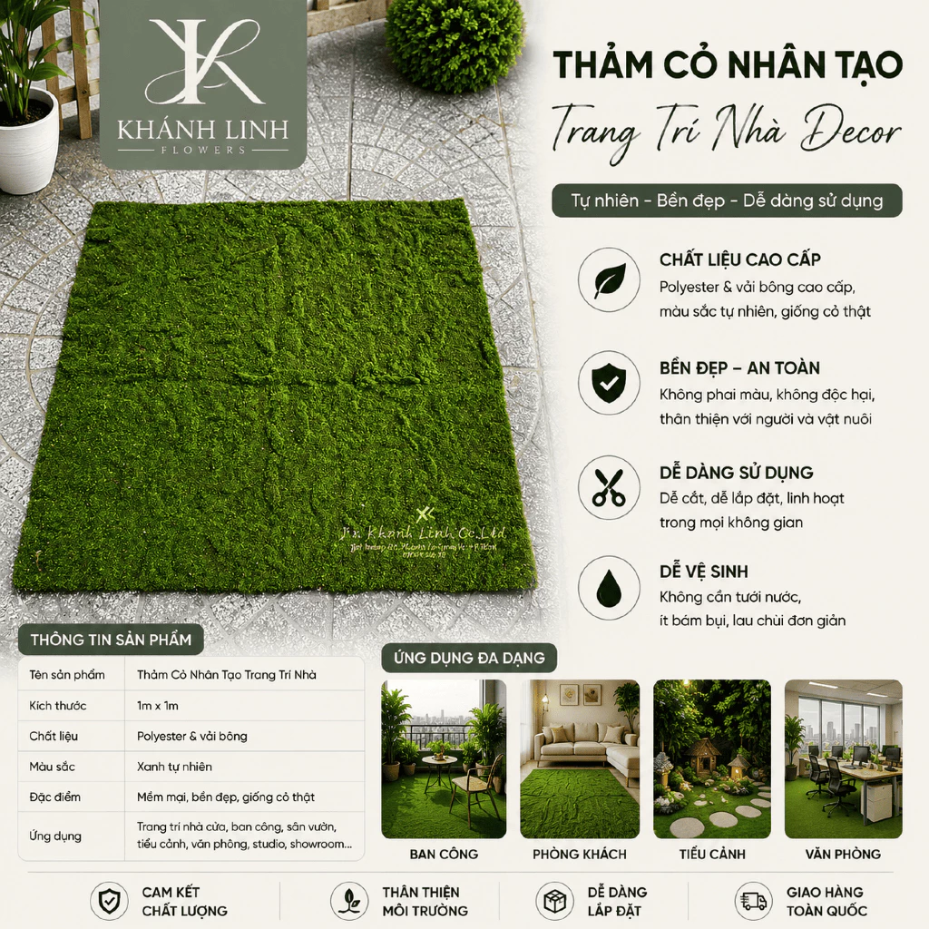 Thảm cỏ nhân tạo decor tiểu cảnh 1m vuông