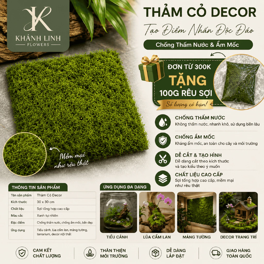 Thảm cỏ nhân tạo 30x30cm